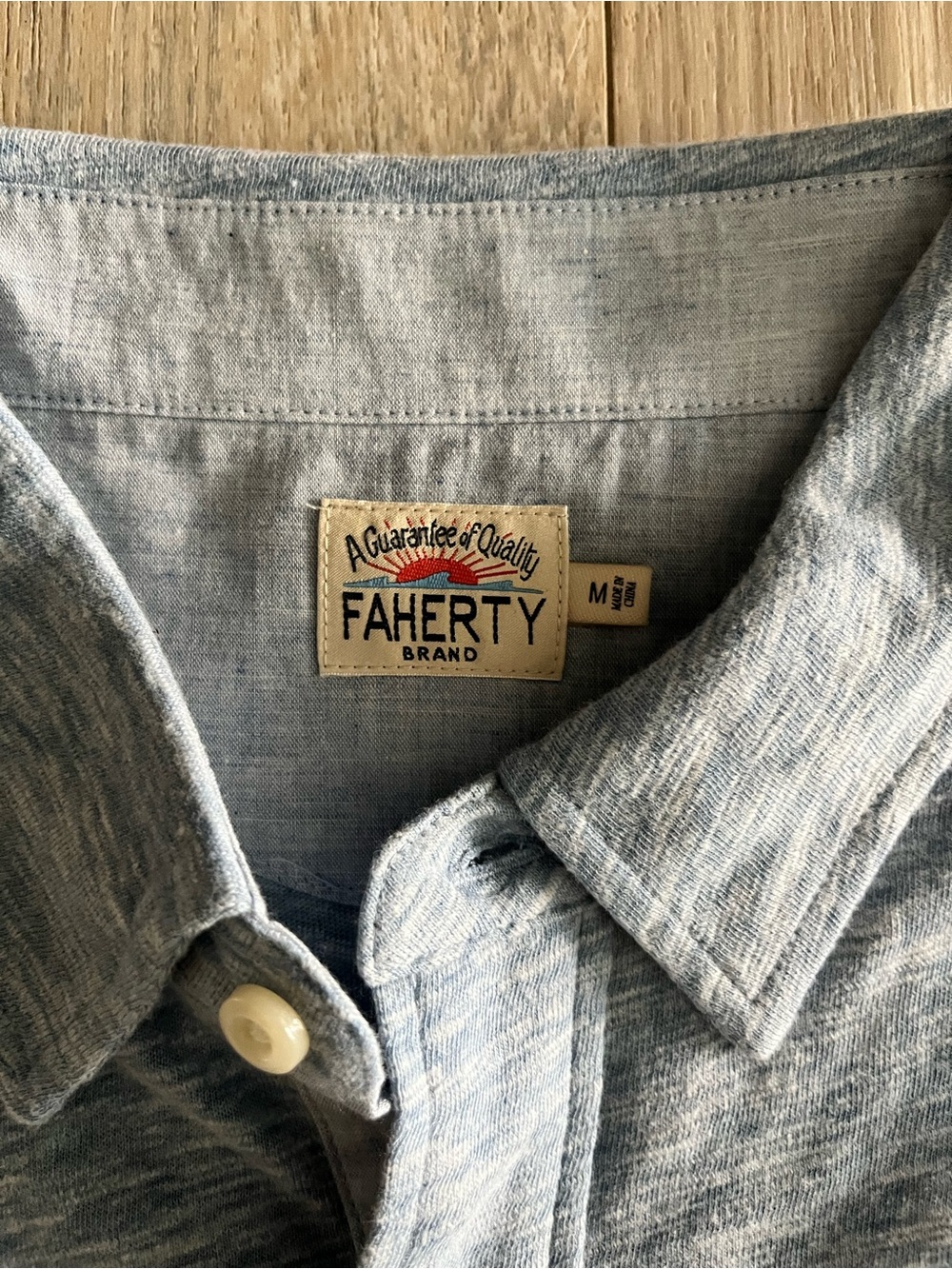 Faherty Men's Short-Sleeve Heather Polo Light Blue - Size Medium - Picture 4 of 7